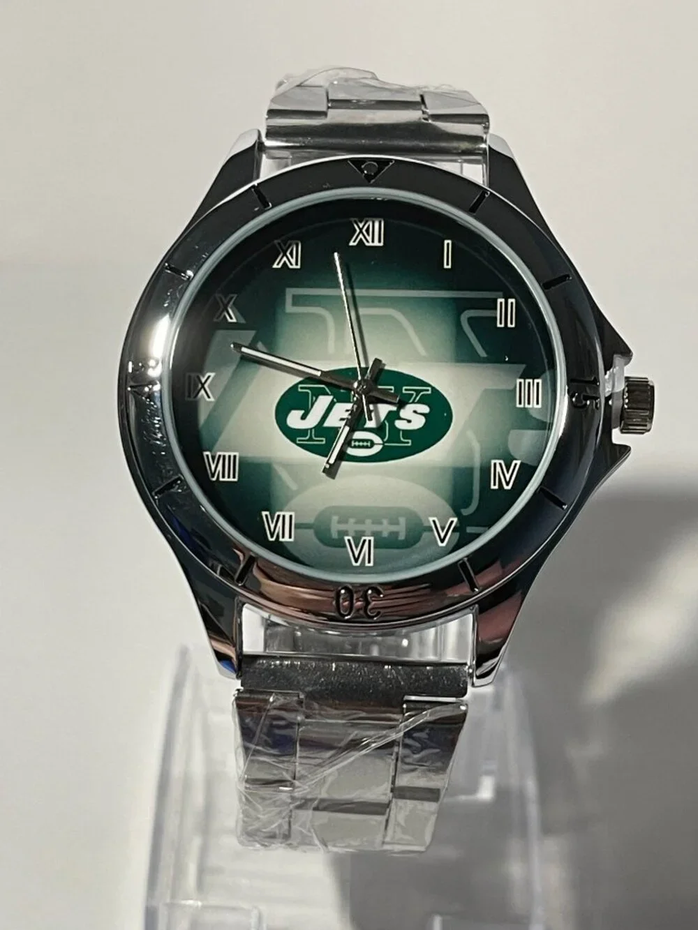 New York Jets NFL Team Logo Men's Stainless-Steel Silver Watch NEW